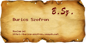 Burics Szofron névjegykártya